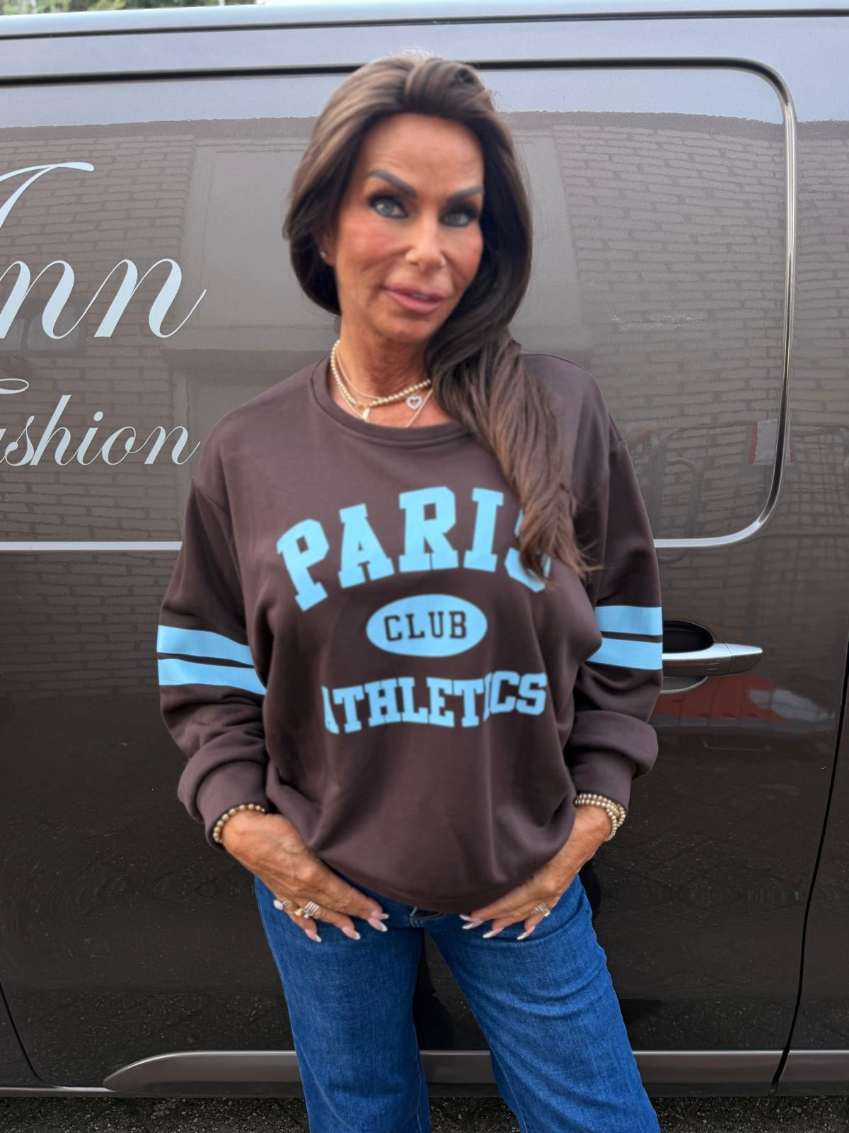 Sweater "Paris" Donkerbruin