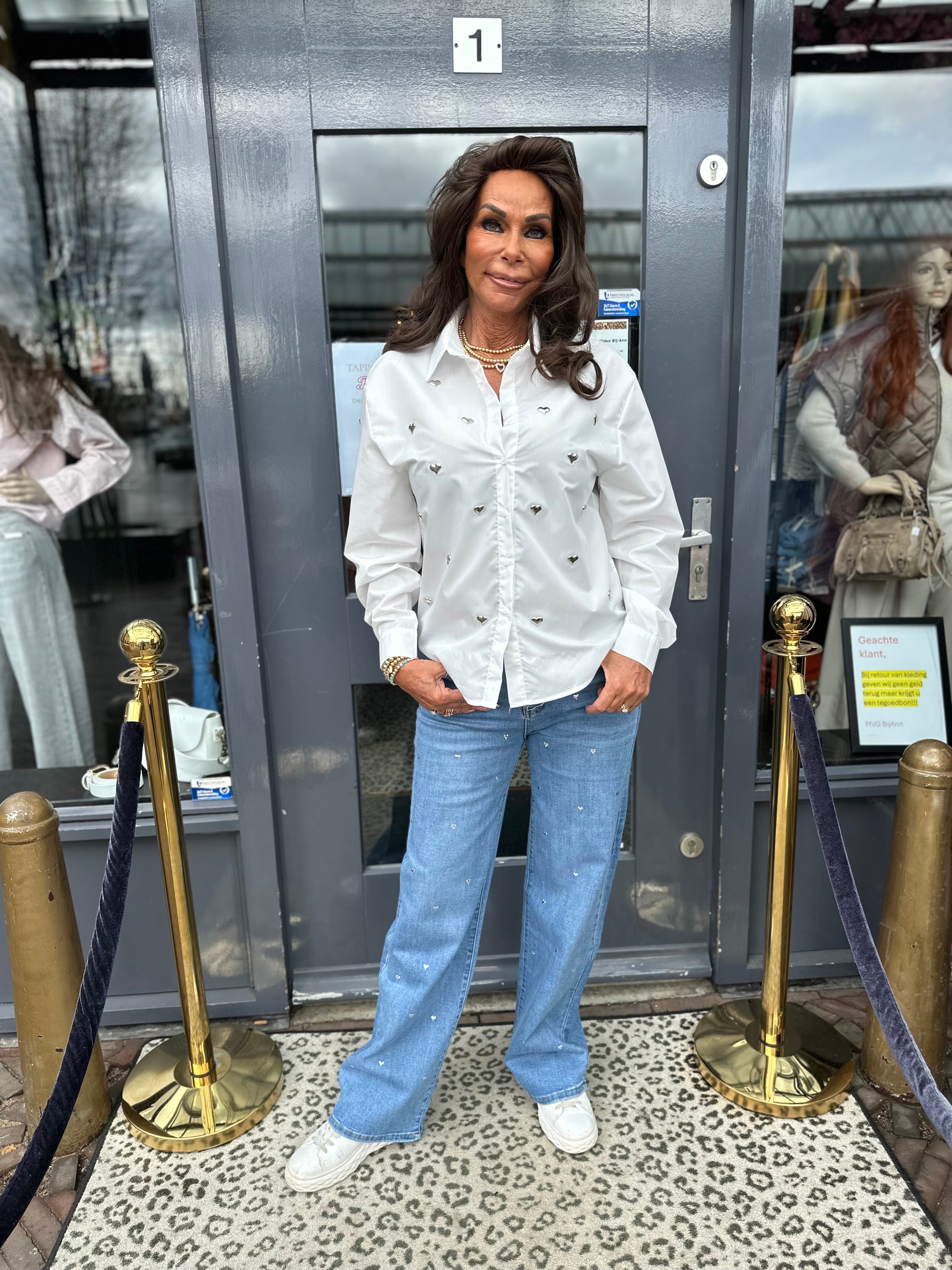 Blouse "Hartjes" wit.