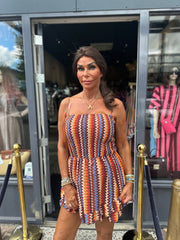 Strapless jumpsuit “Aruba” donkerbruin