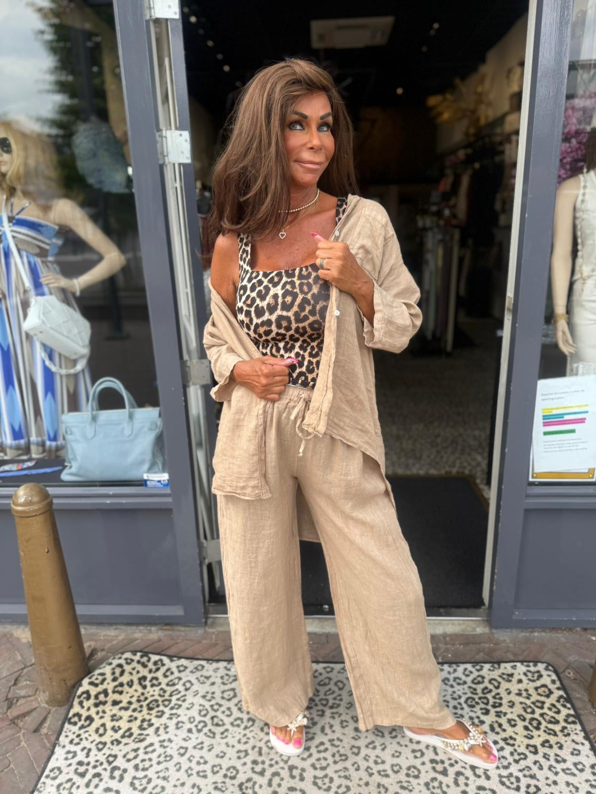 2 delig linnen set “Lindsay” Camel