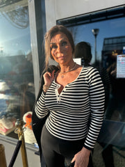 Top “streepjes” zwart wit