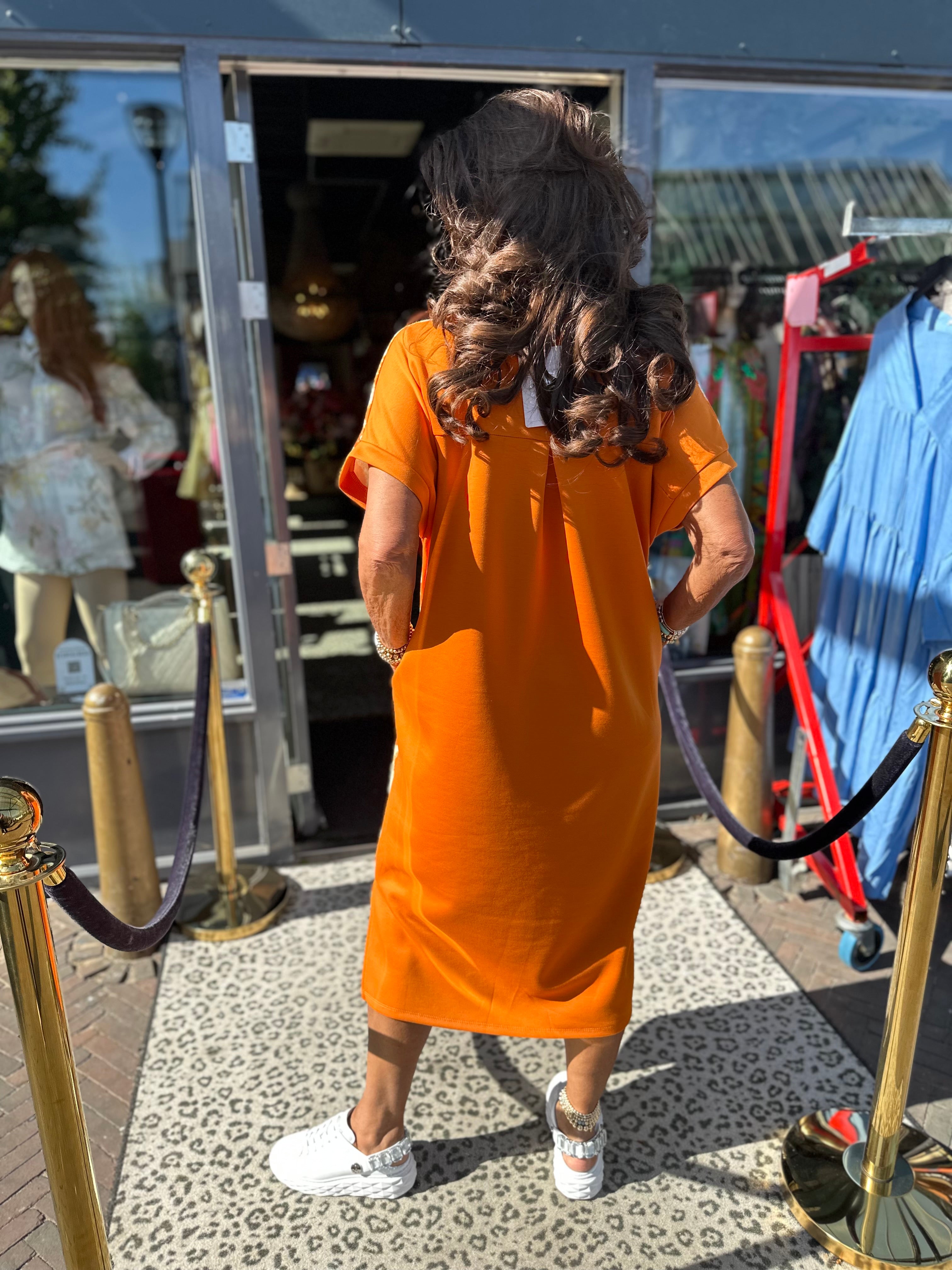 Lange jurk "Panterprint” Oranje