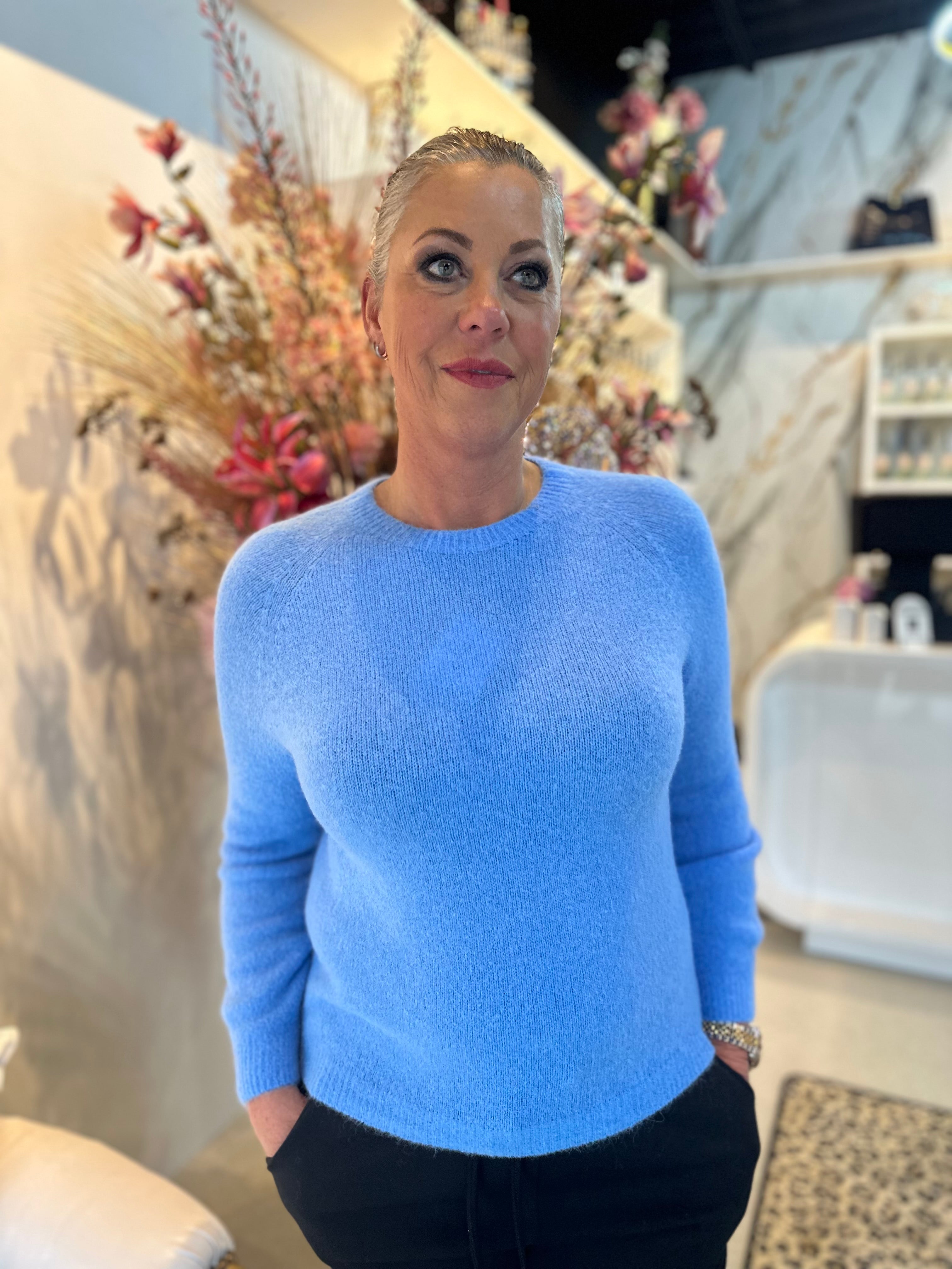 Top lange mouw "Cozy" Lavendelblauw