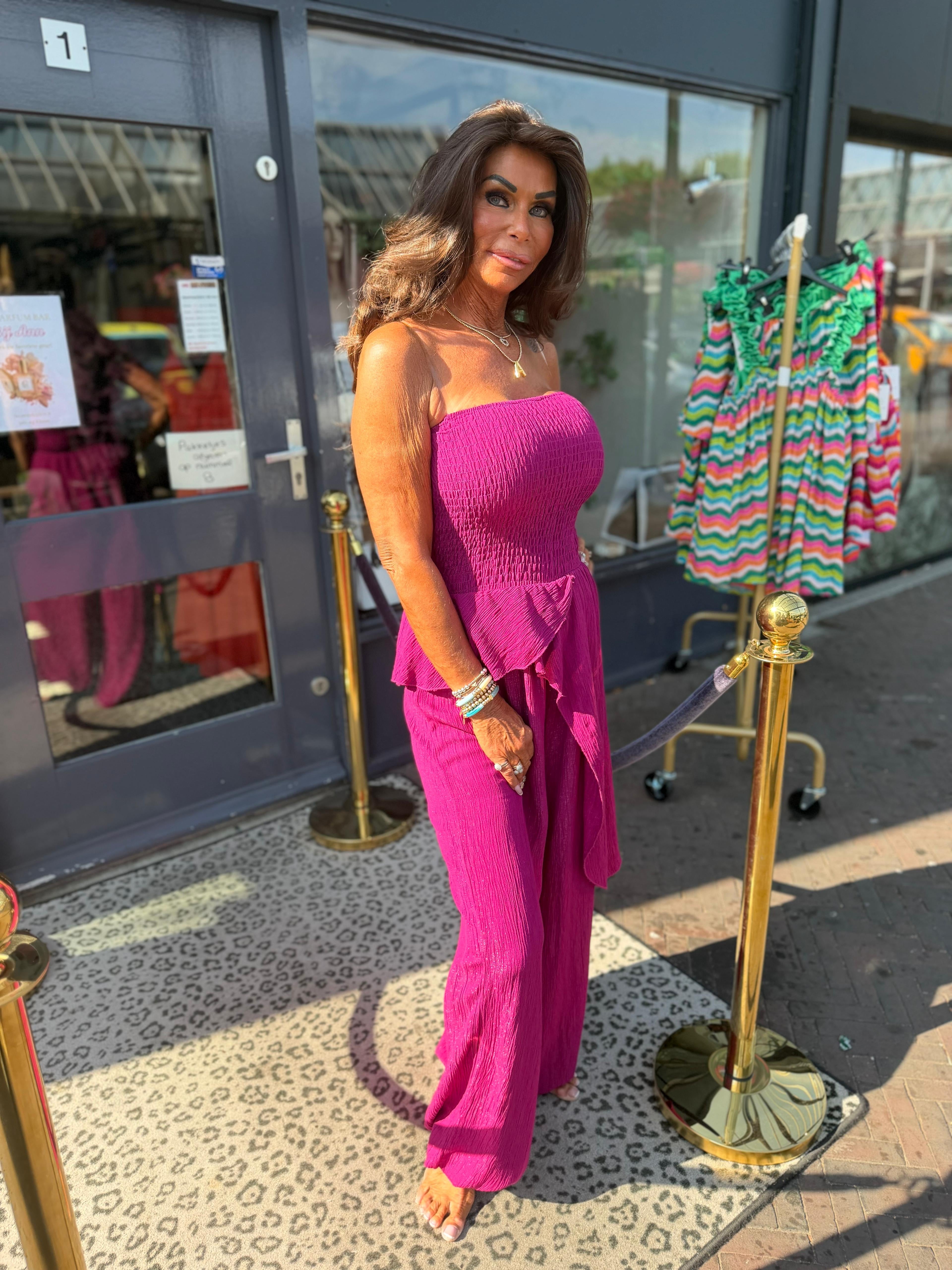 Strapless lurex jumpsuit “Yada” Cyclaam