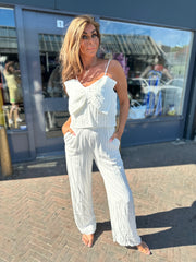Jumpsuit "Bow" Wit gestreept