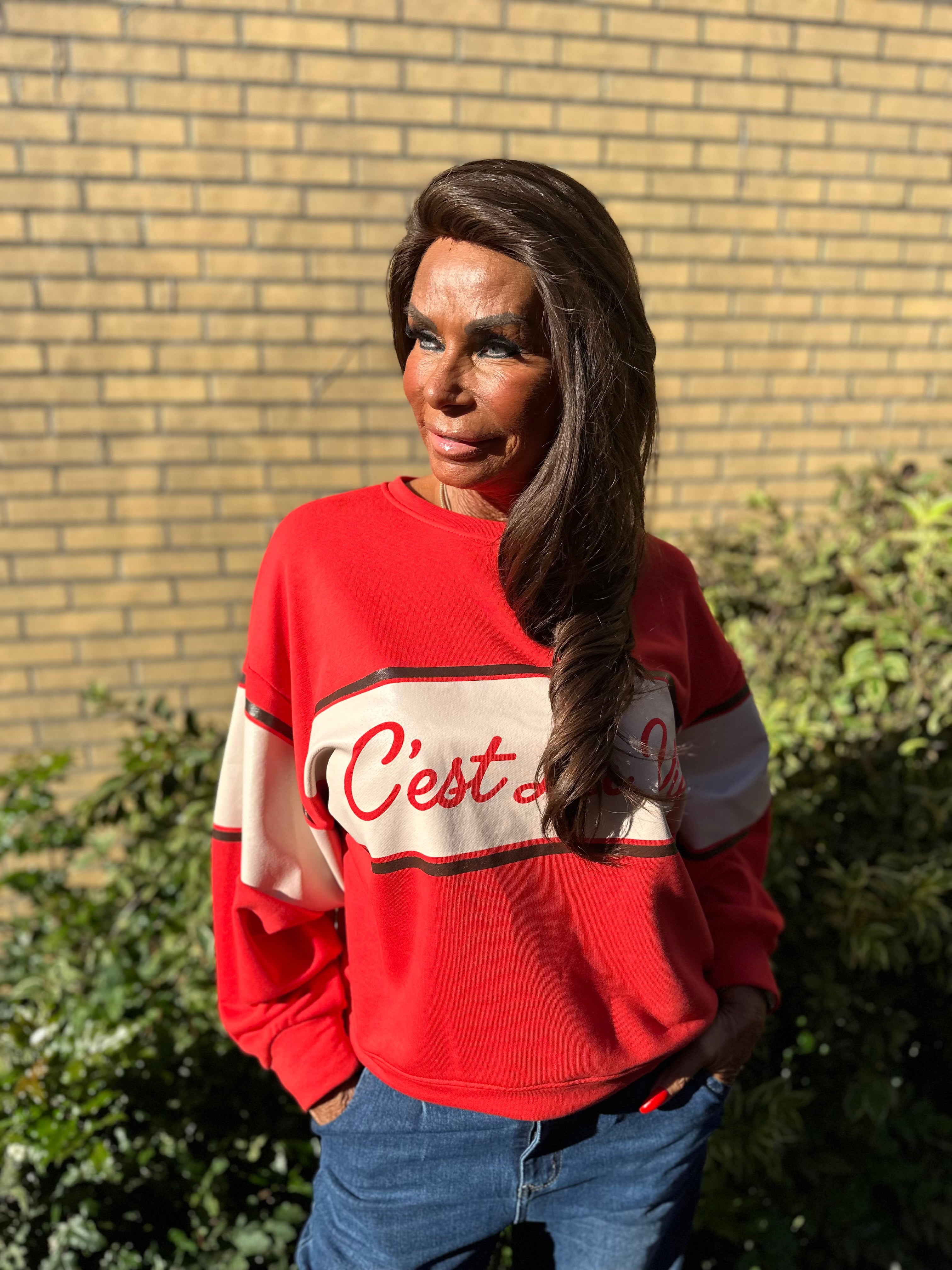 Trui "Cest la vie" rood
