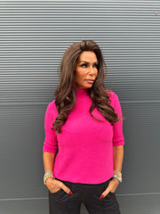 top met col "raglang mouw" fuchsia
