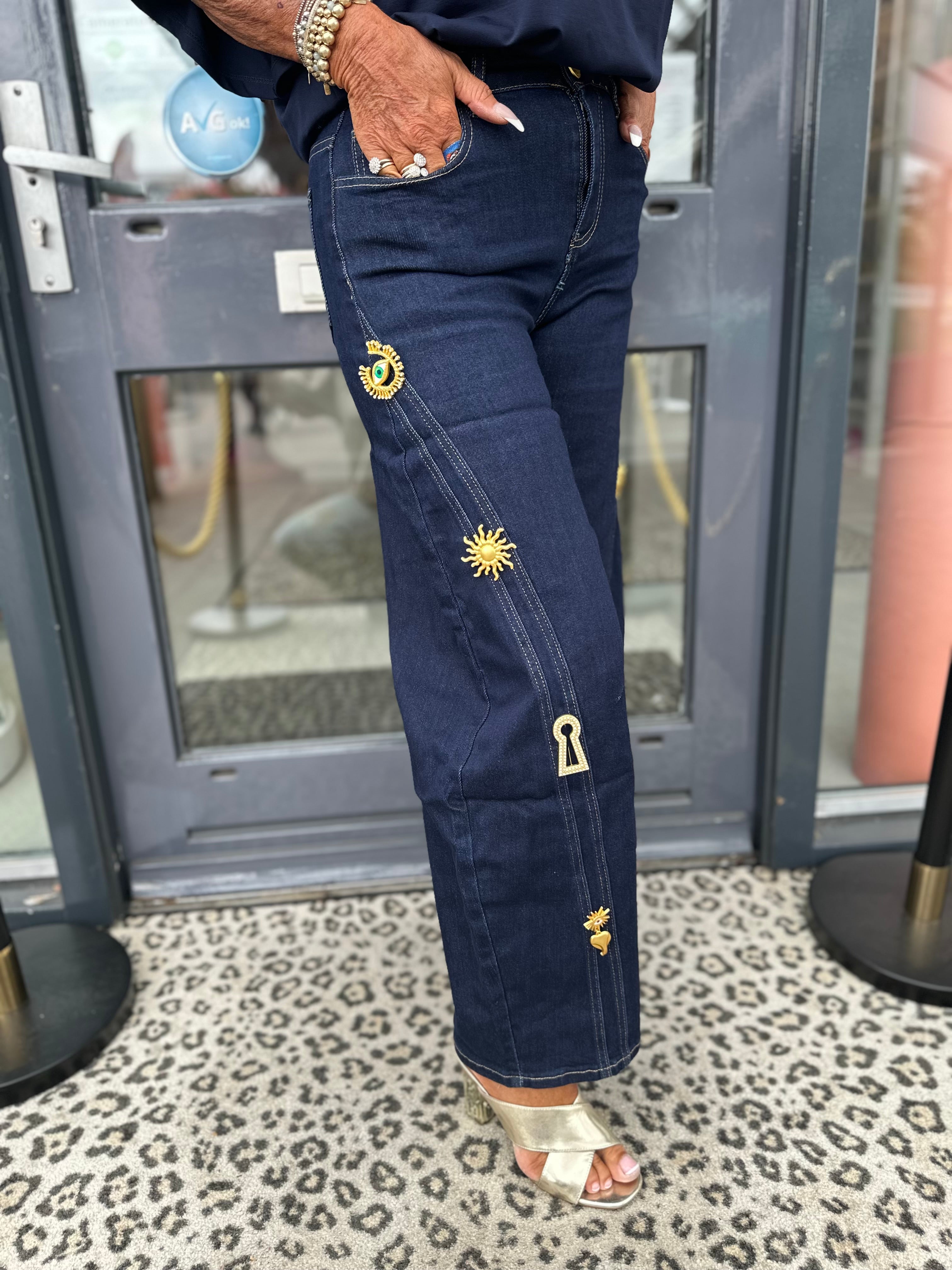 Jeans “Broche" donker denim