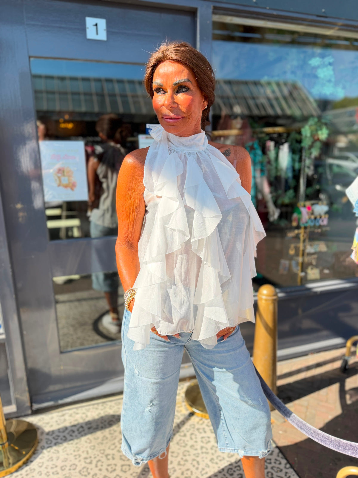 Blouse strik "Ruches" Wit