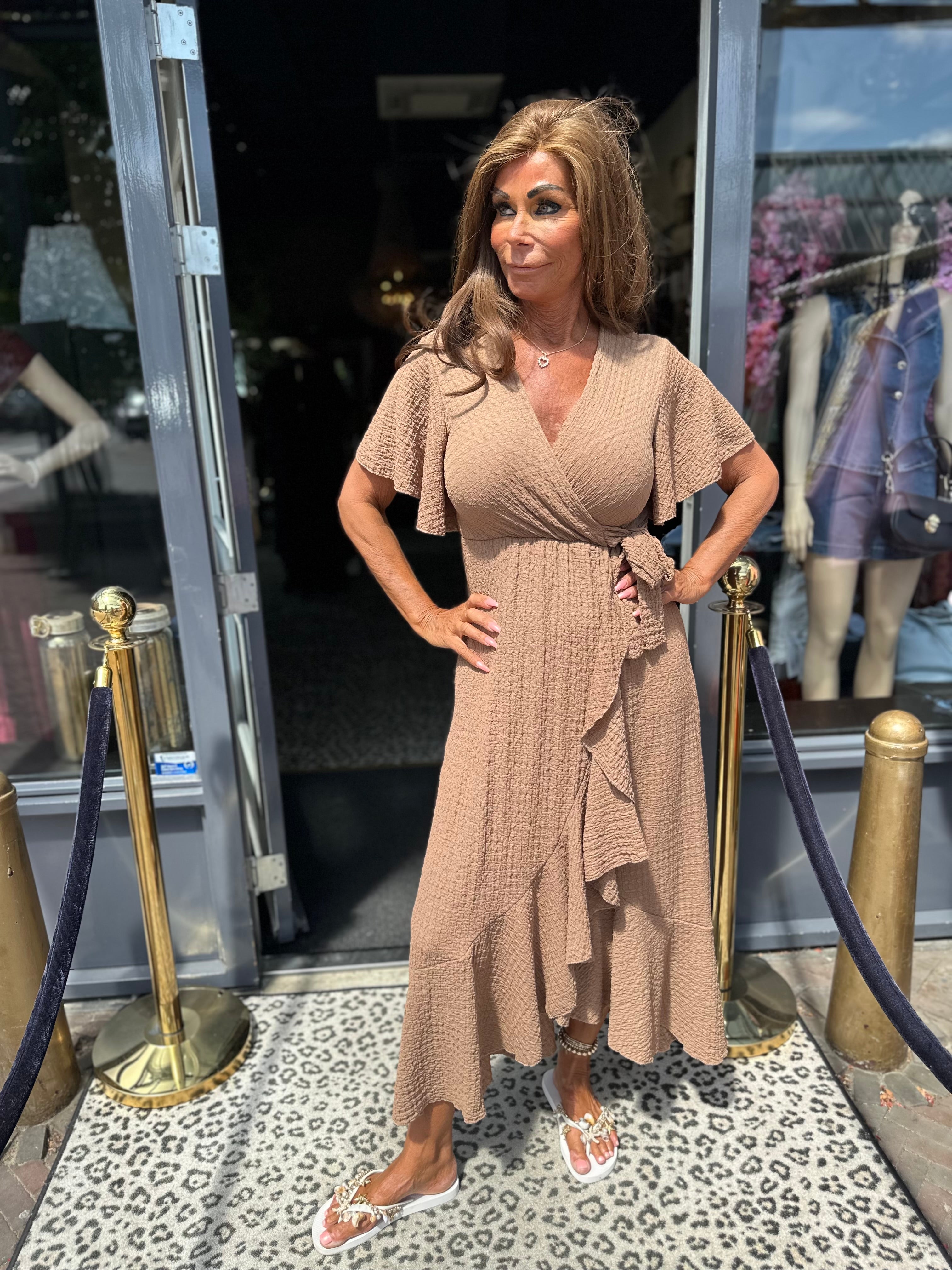 Wikkel jurk "Verona" Camel