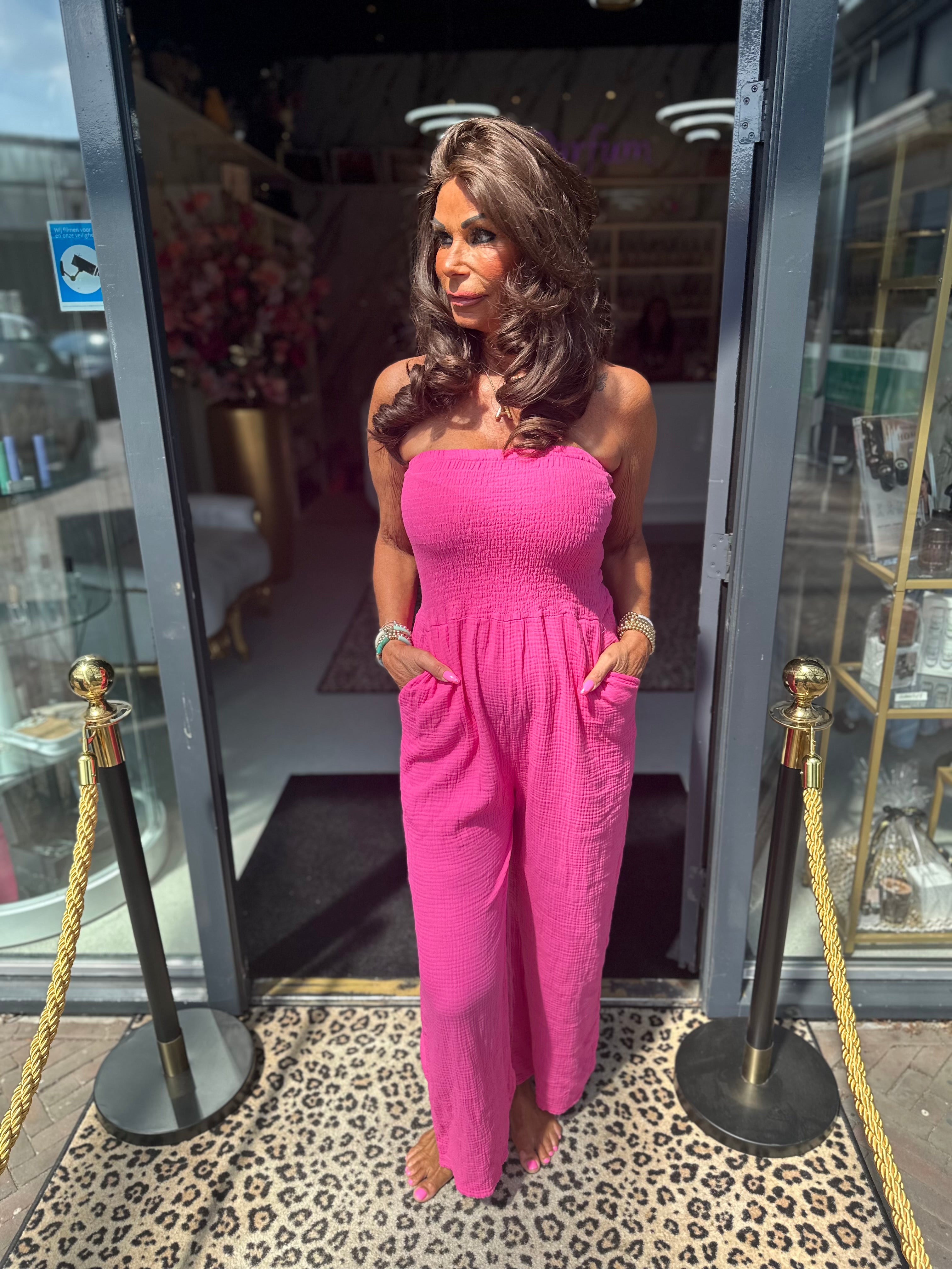 Strapless jumpsuit “Maya” hydrofiel Fuchsia