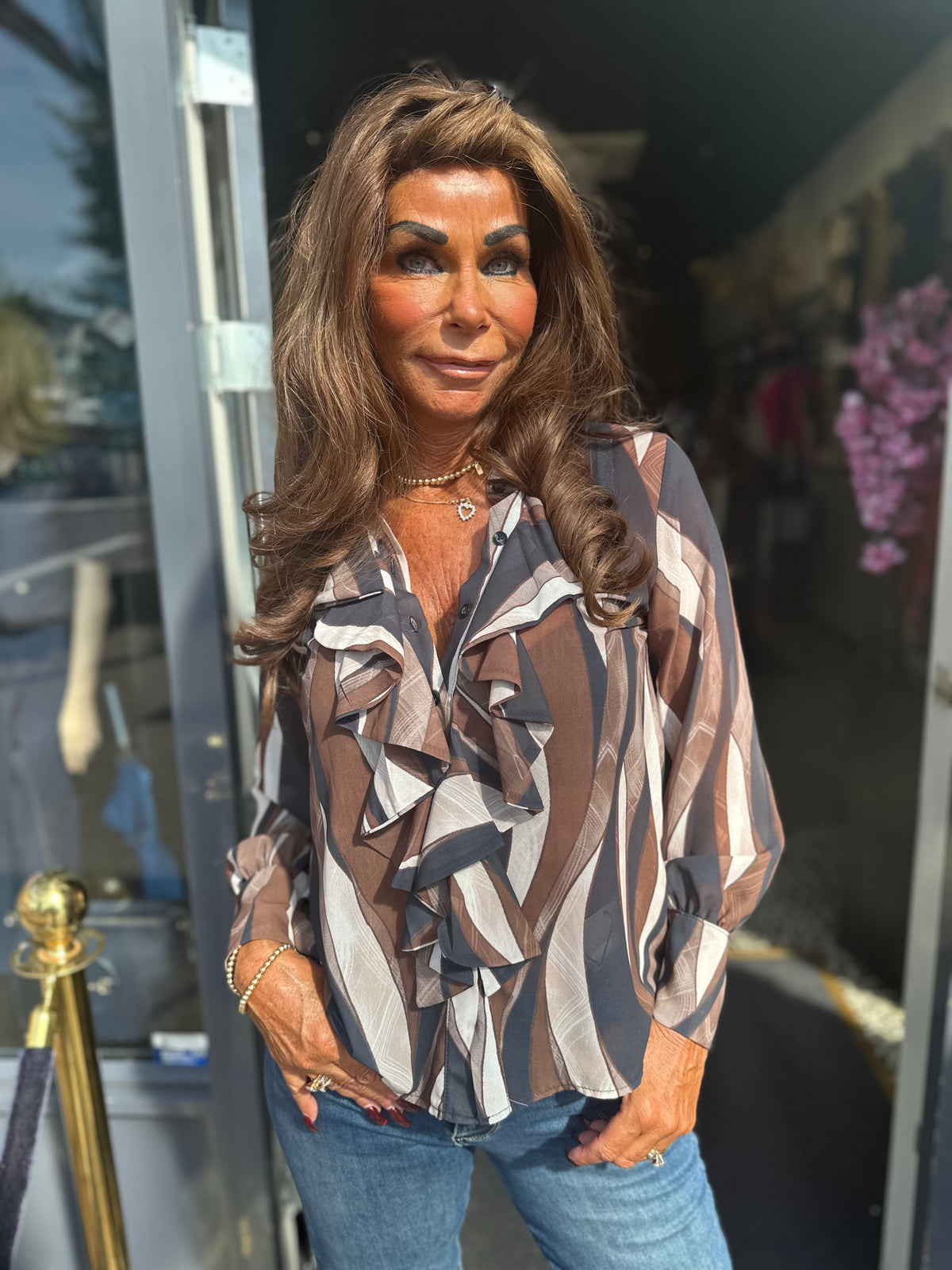 Blouse "Rina" donkerbruin