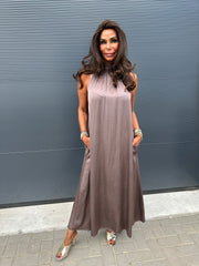 Halterjurk effen "show" mauve