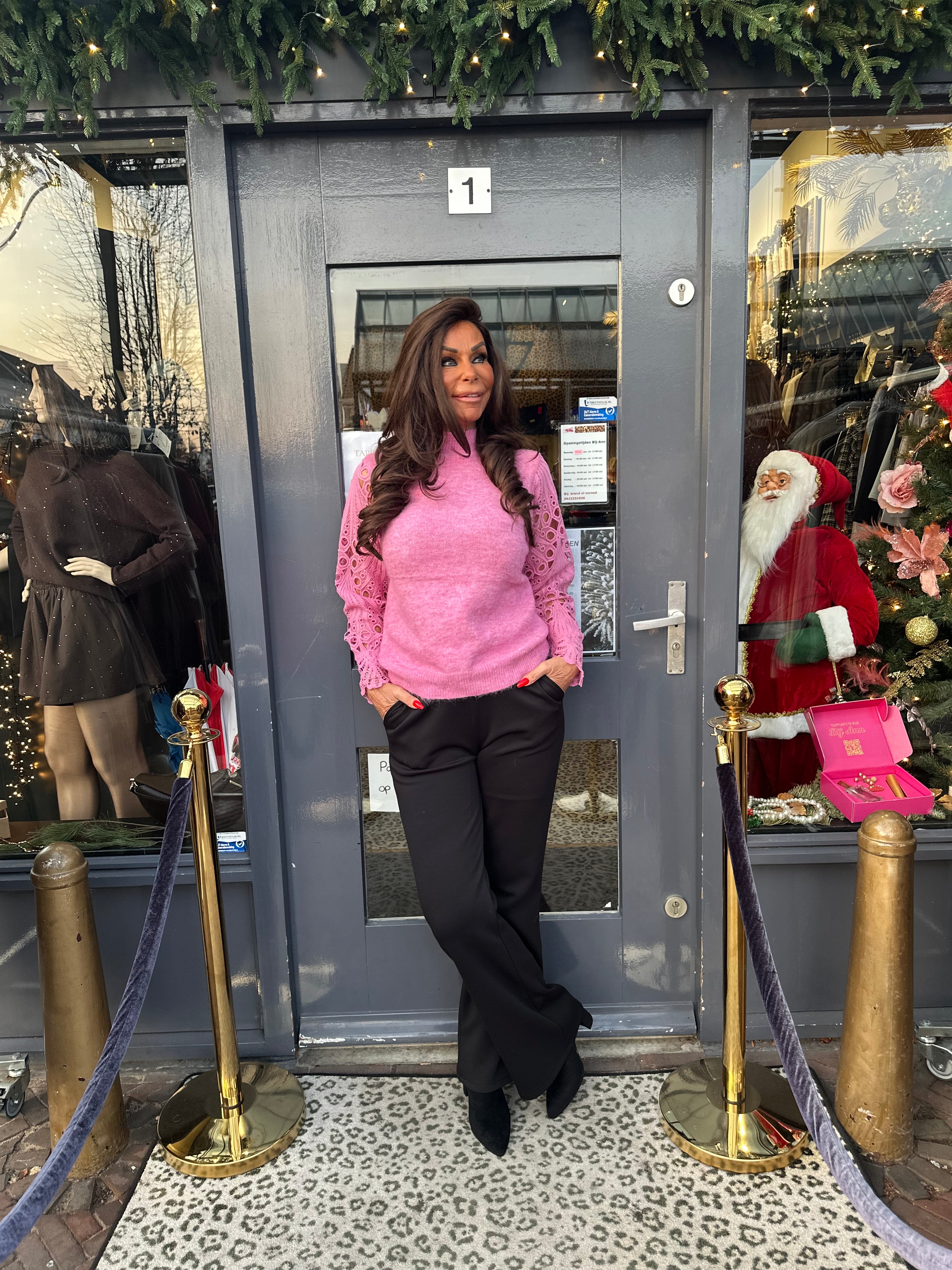 trui kanten mouw "Robyn" Roze