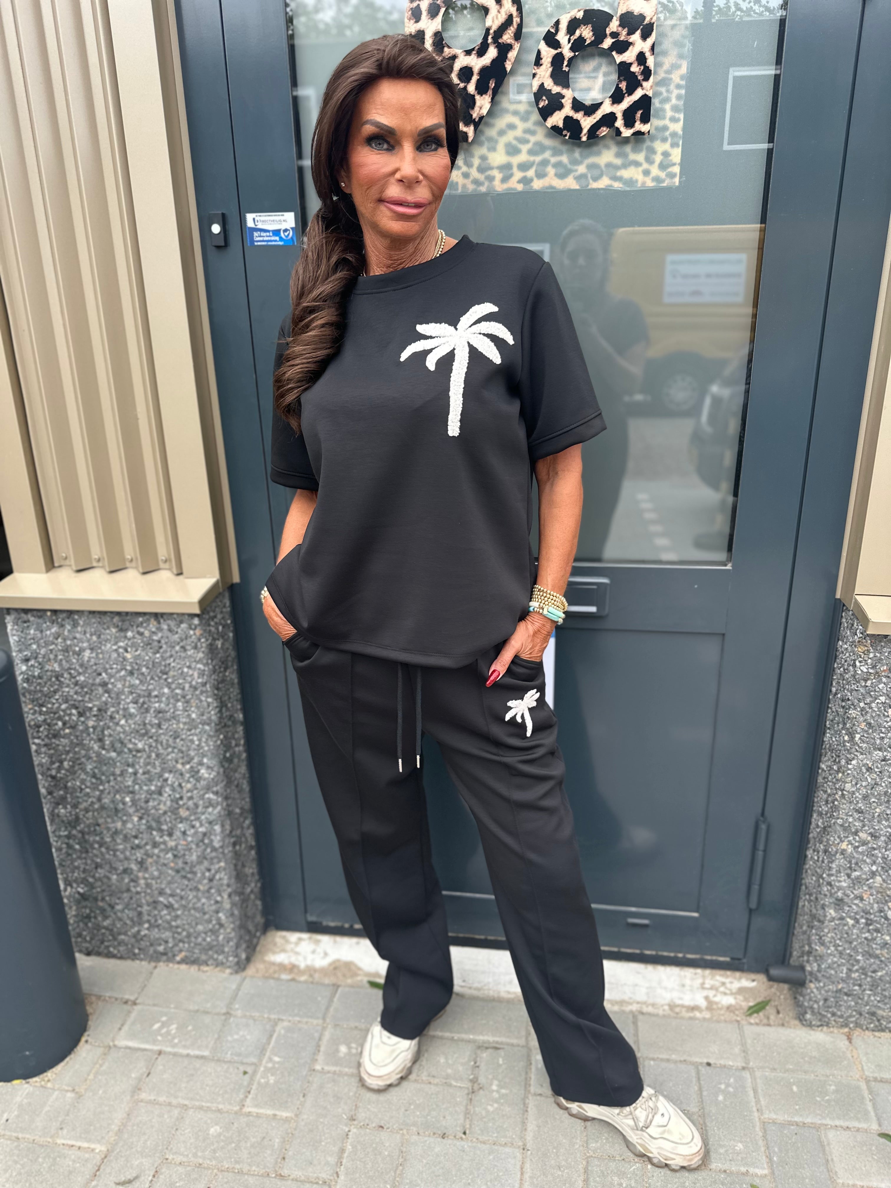 2 delig joggingset palmtree zwart