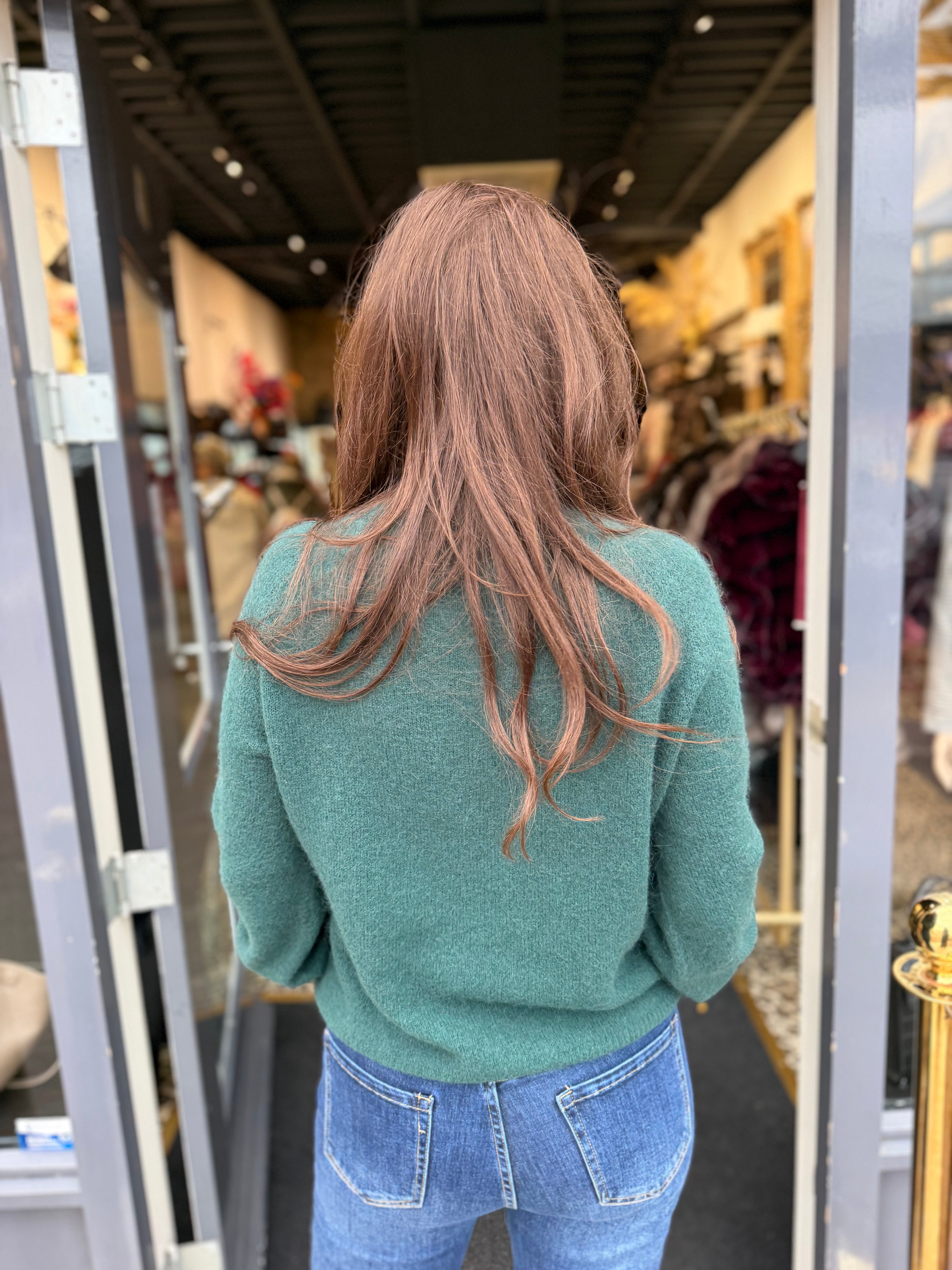 Top lange mouw "Cozy" Flessengroen