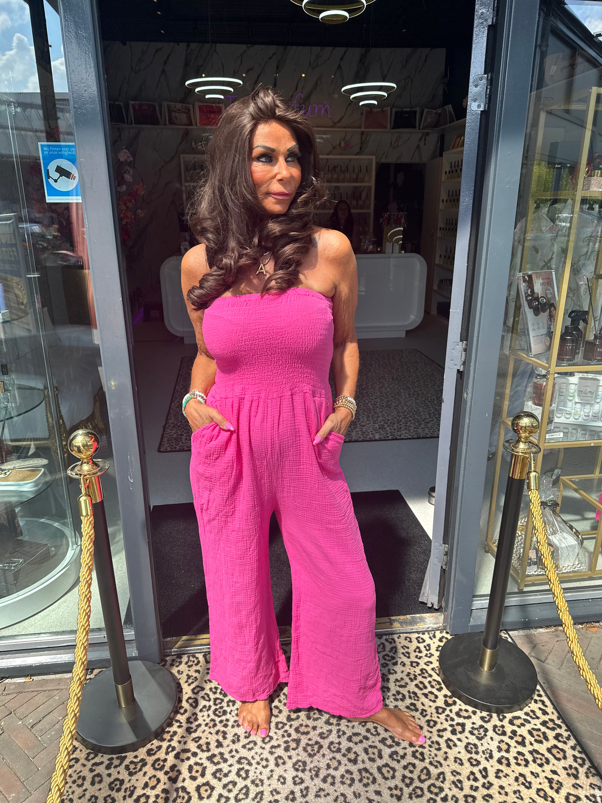 Strapless jumpsuit “Maya” hydrofiel Fuchsia