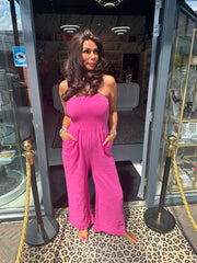 Strapless jumpsuit “Maya” hydrofiel Fuchsia
