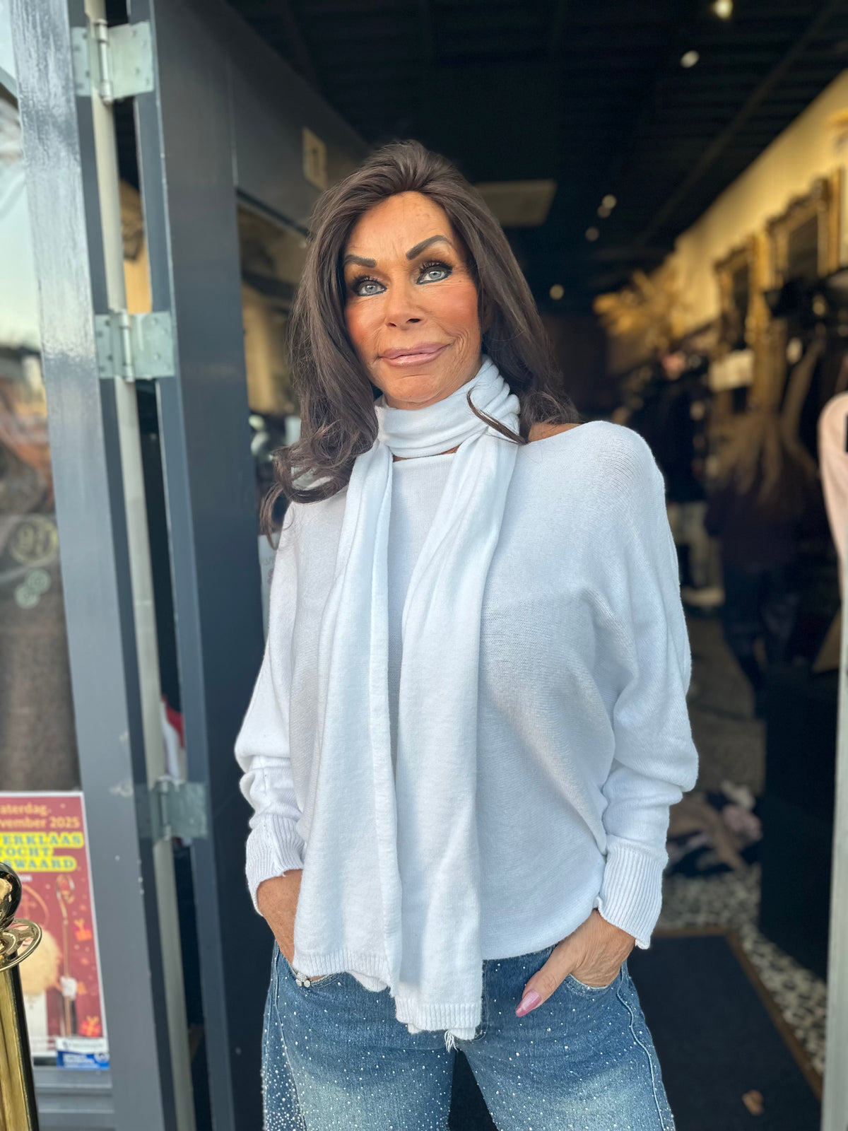 Top “Grace” met Sjaal Offwhite