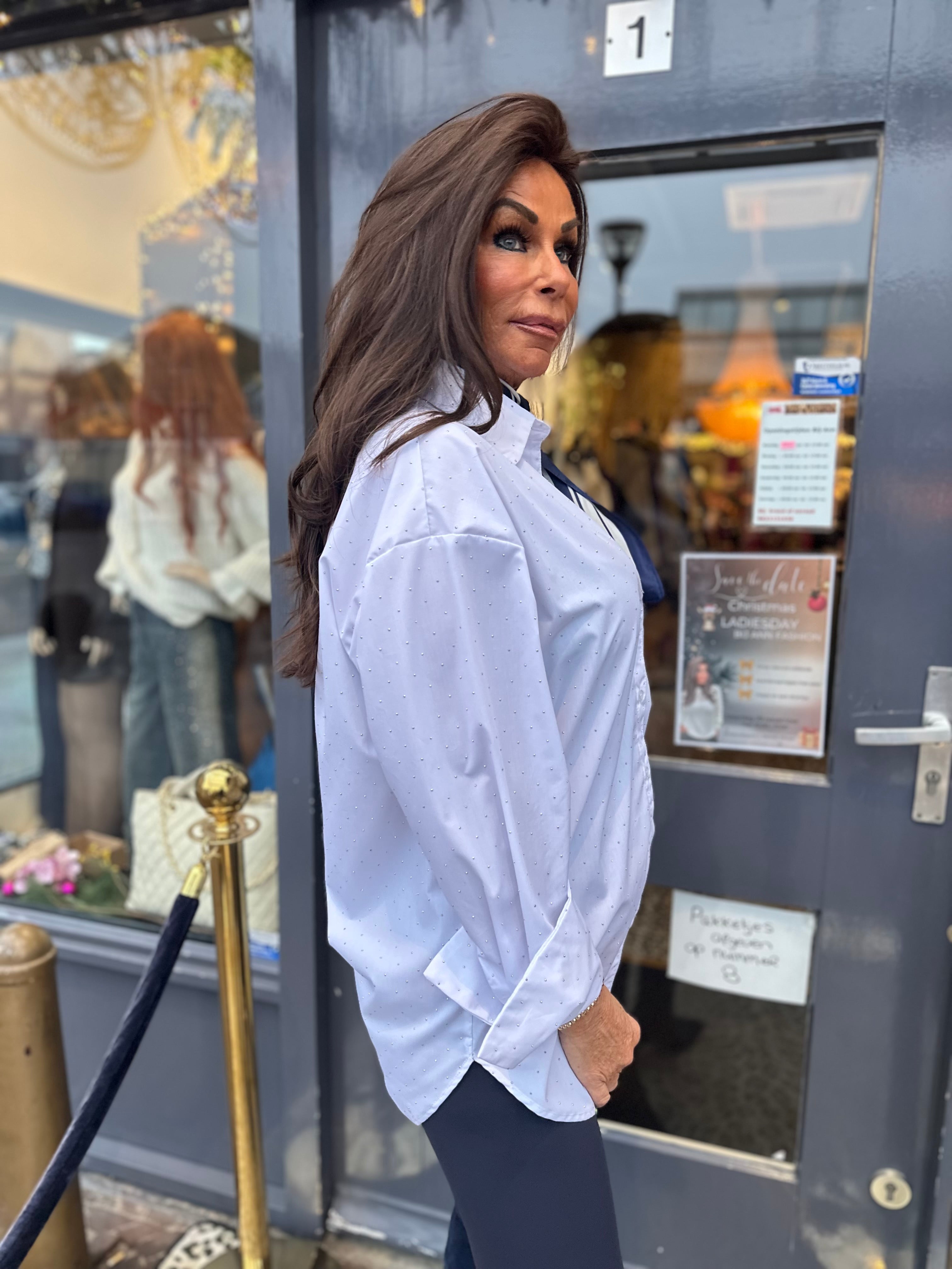 Blouse "Elenza" steentjes wit