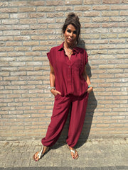 2 delig set "Pofbroek" Bordeaux