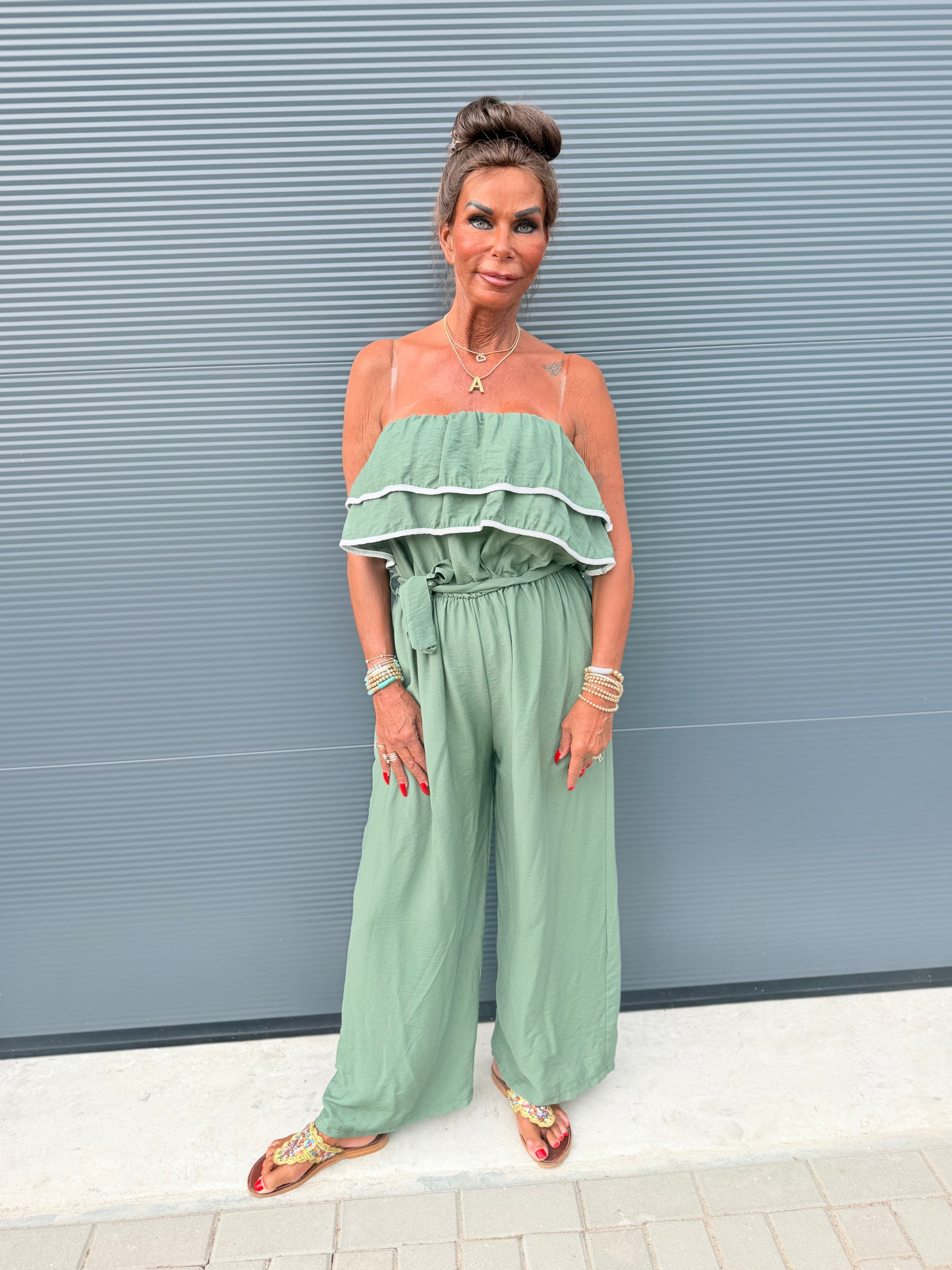 Strapless Jumpsuit "Venezuela" legergroen