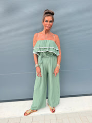 Strapless Jumpsuit "Venezuela" legergroen