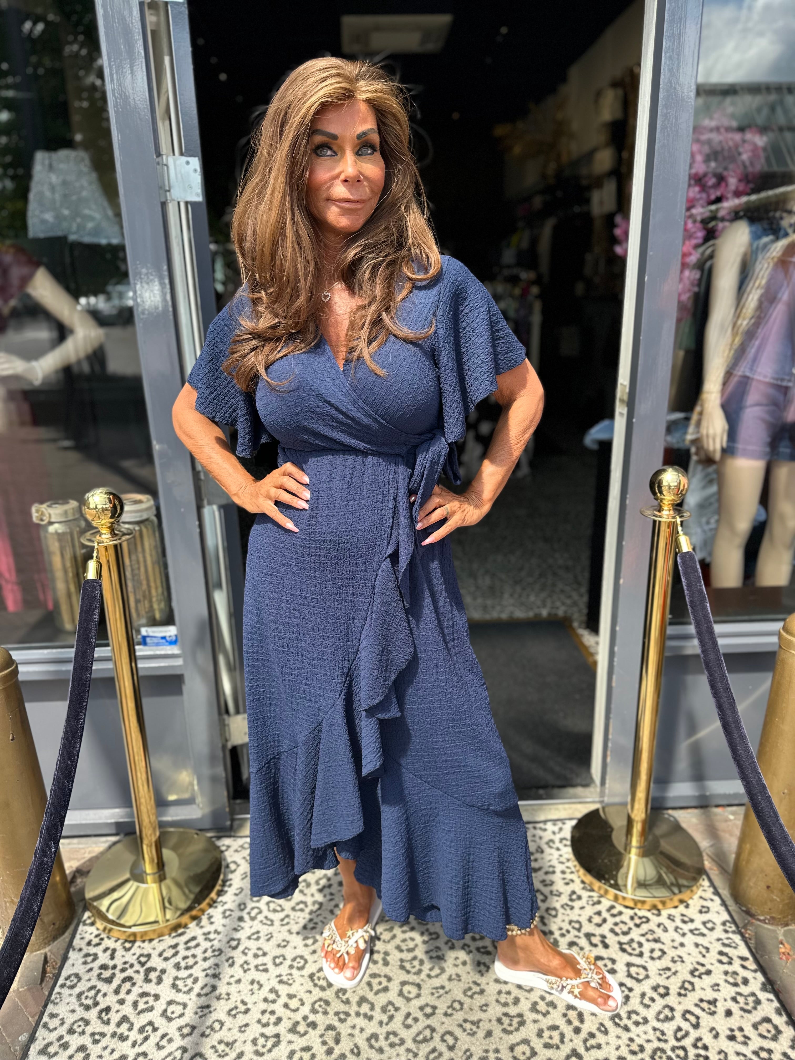Wikkel jurk “Verona" Donkerblauw