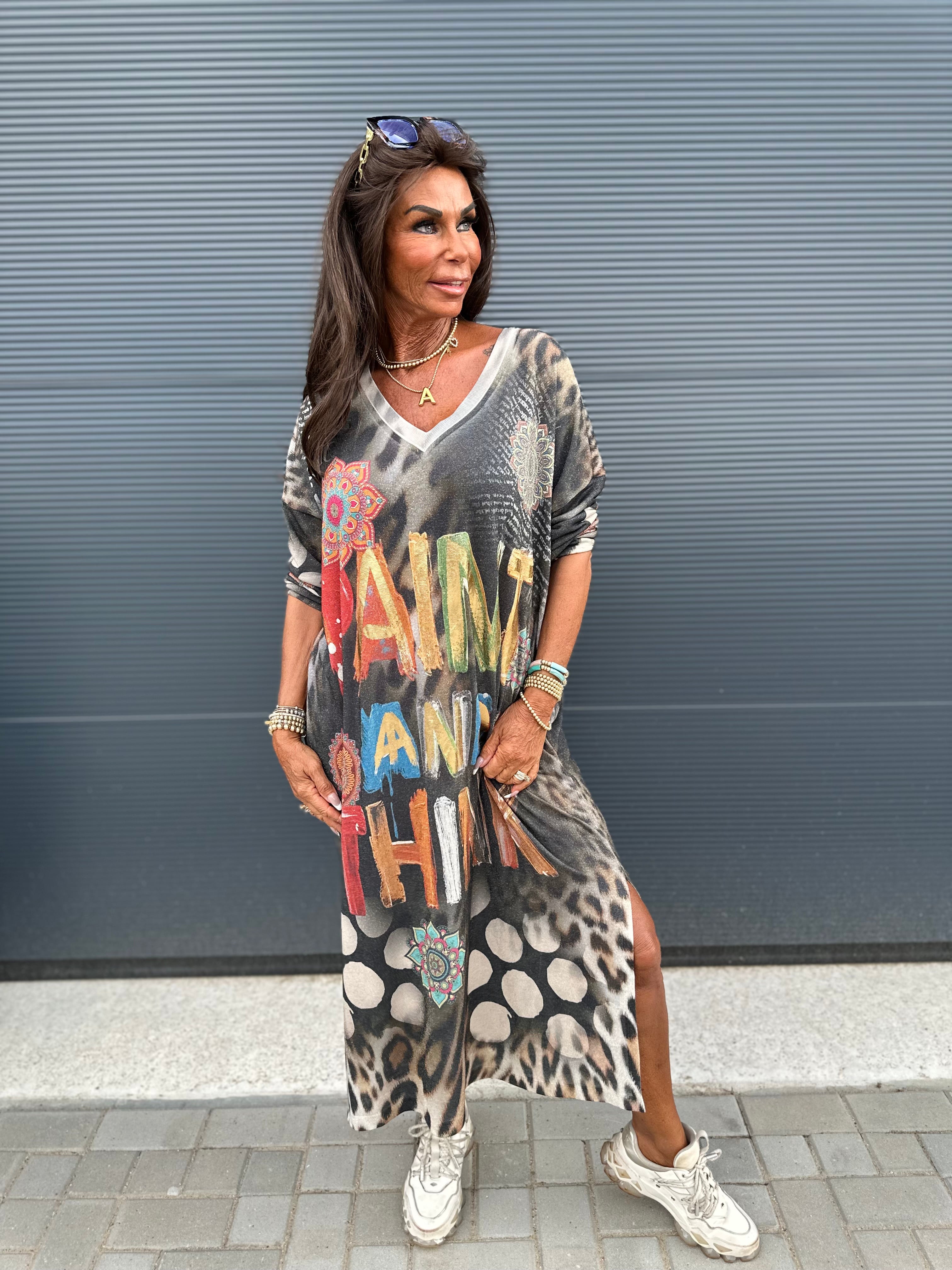 Lurex Jurk lange mouw “Paint”
