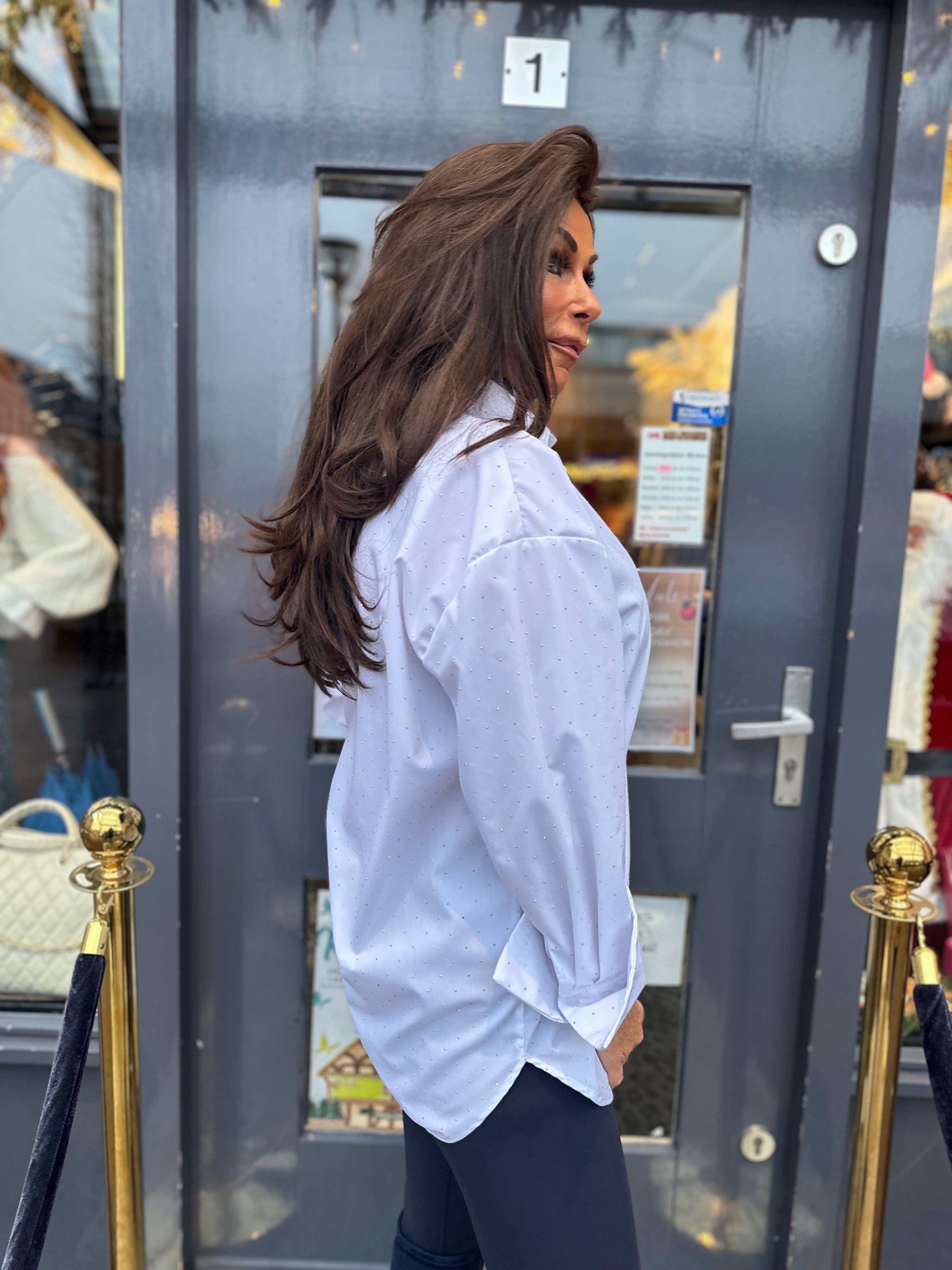 Blouse "Elenza" steentjes wit