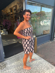 Korte jumpsuit zigzag bruin