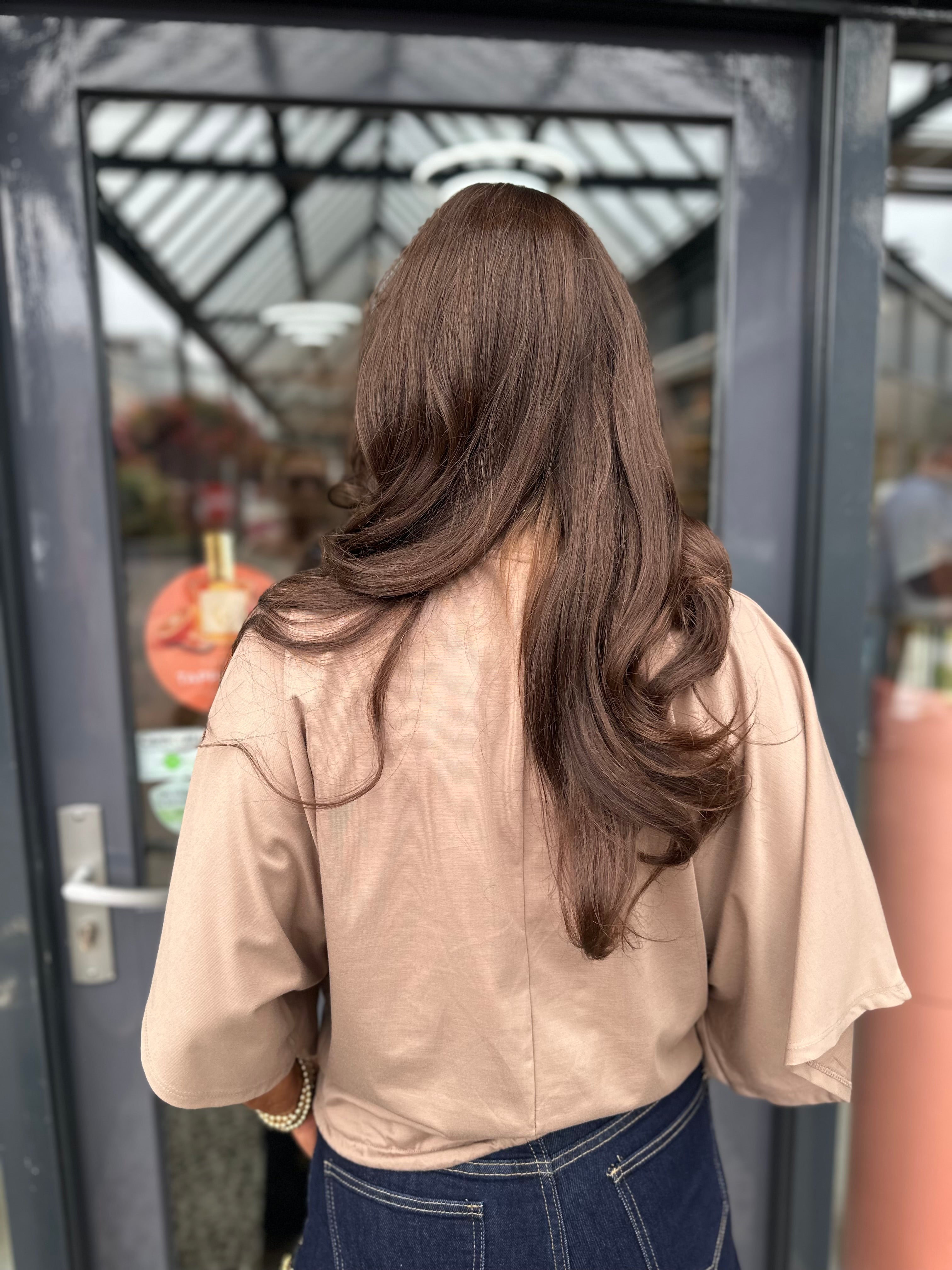 Top "Wide" vleermuismouw taupe