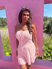 Playsuit kort "hydrofiel" zalm roze