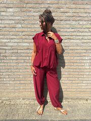 2 delig set "Pofbroek" Bordeaux