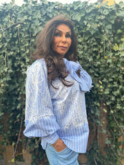 Strikblouse "Jill" blauw