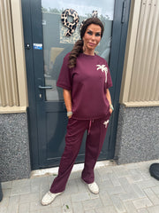 2 delig joggingset palmtree bordeaux