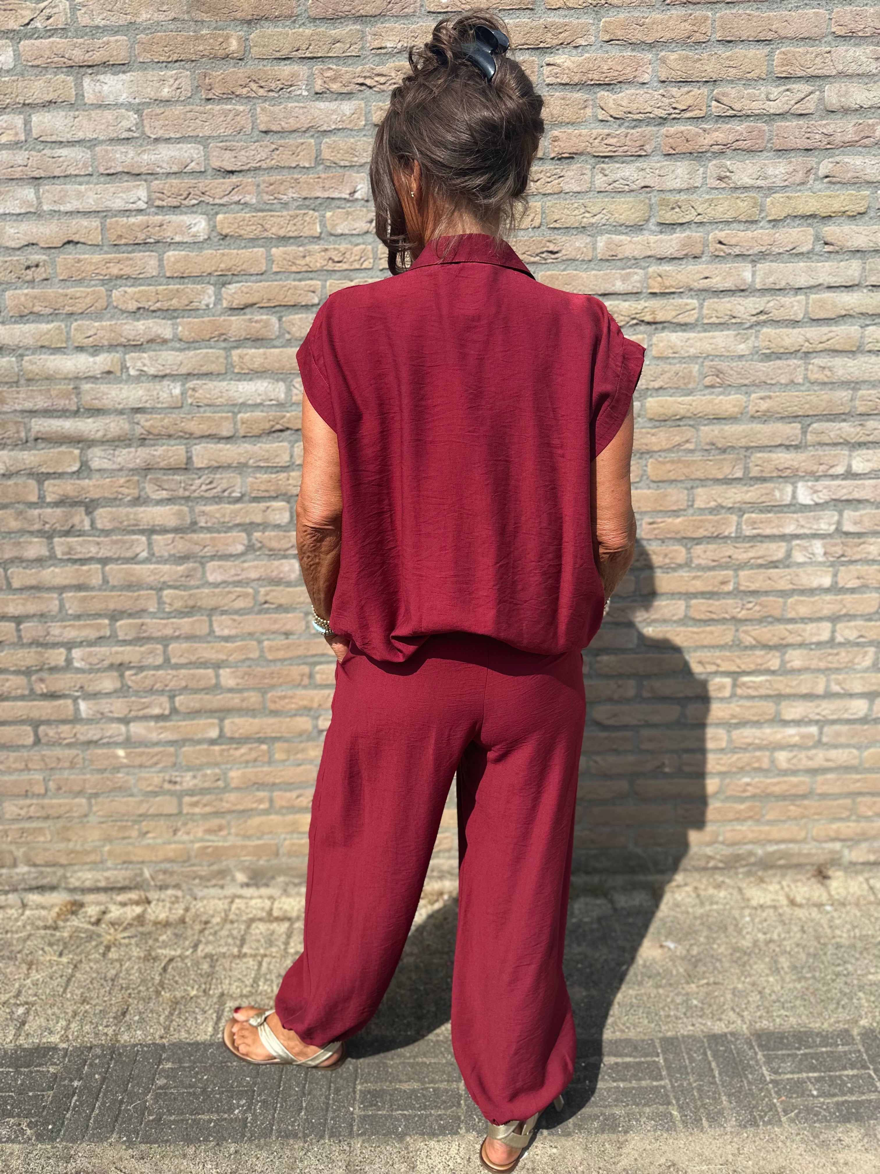 2 delig set "Pofbroek" Bordeaux