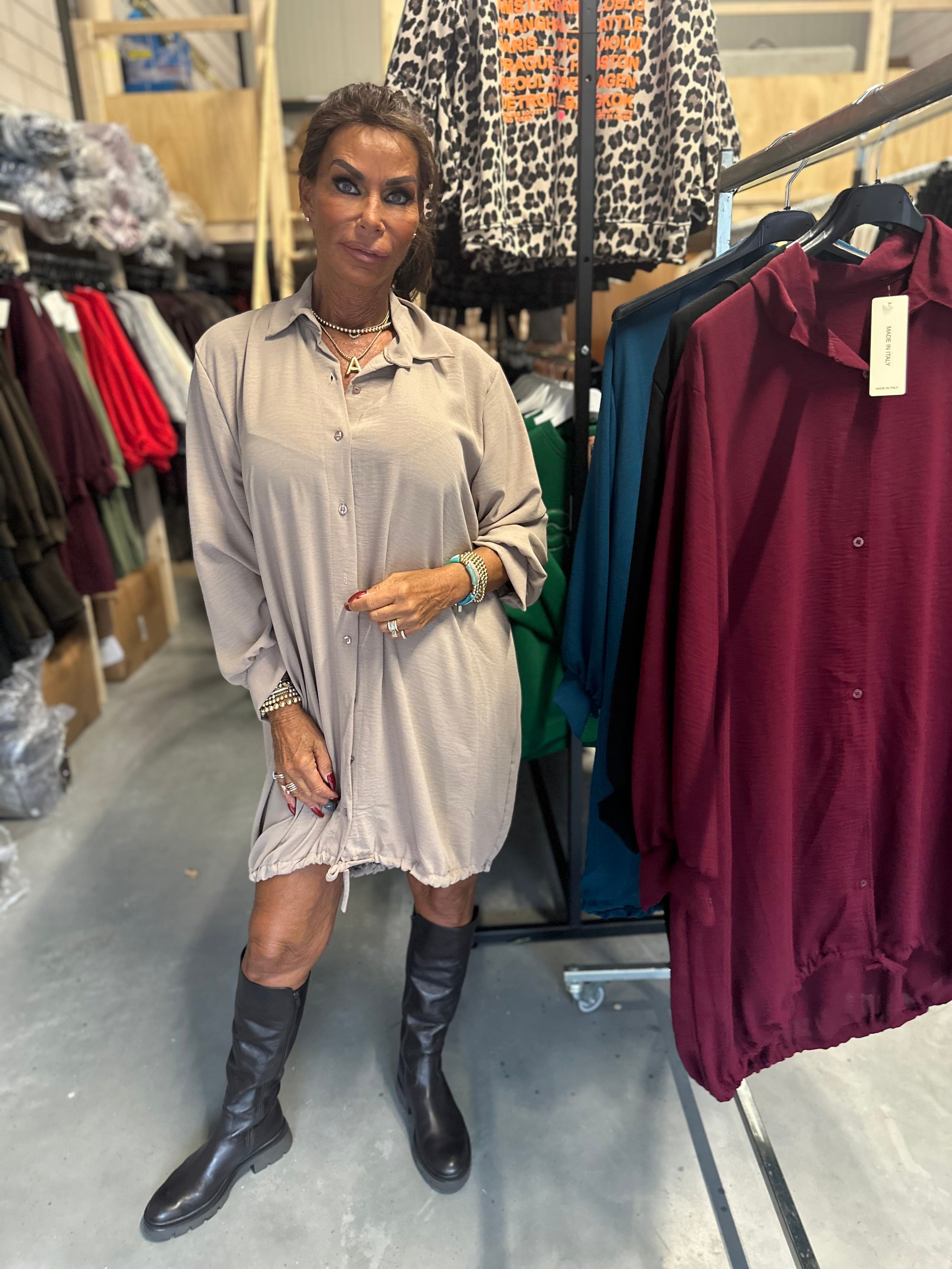 Blouse jurk "Novalee" taupe
