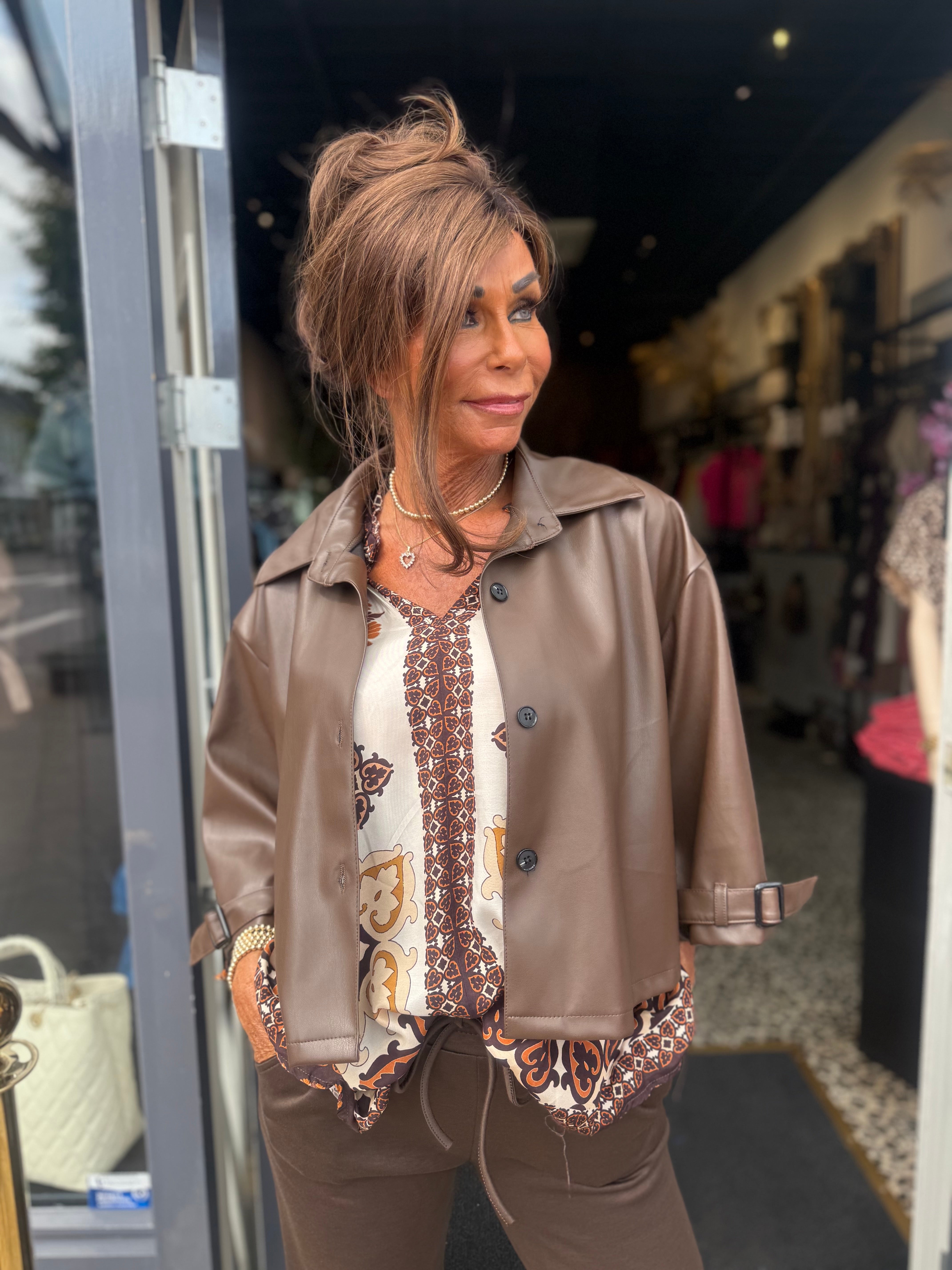 Vegan Leather Jasje "Rizzo" Donkerbruin
