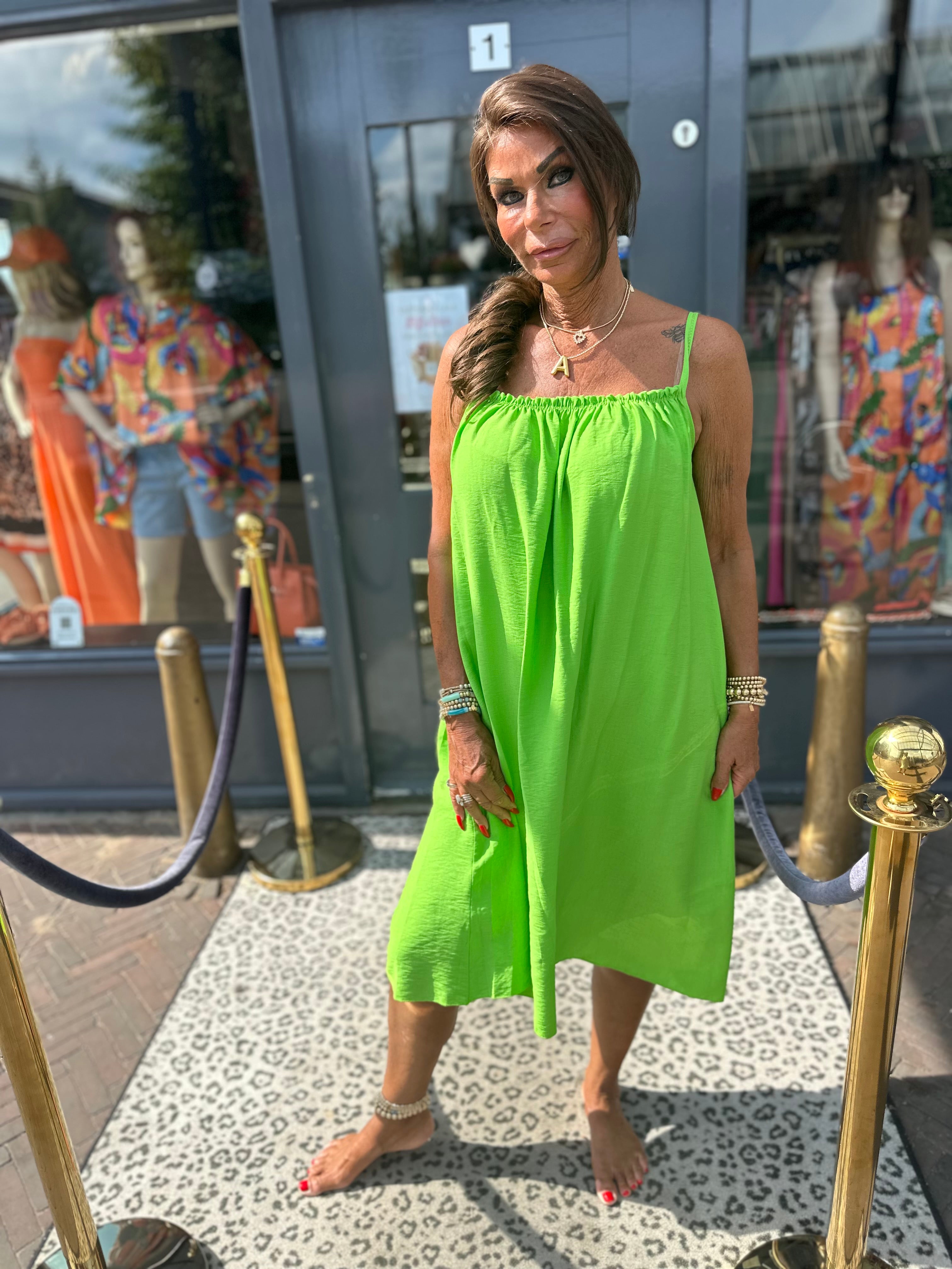 Kort Viscose jurkje "Tess" fel groen