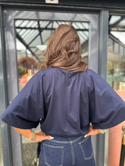 Top "Wide" vleermuismouw navy