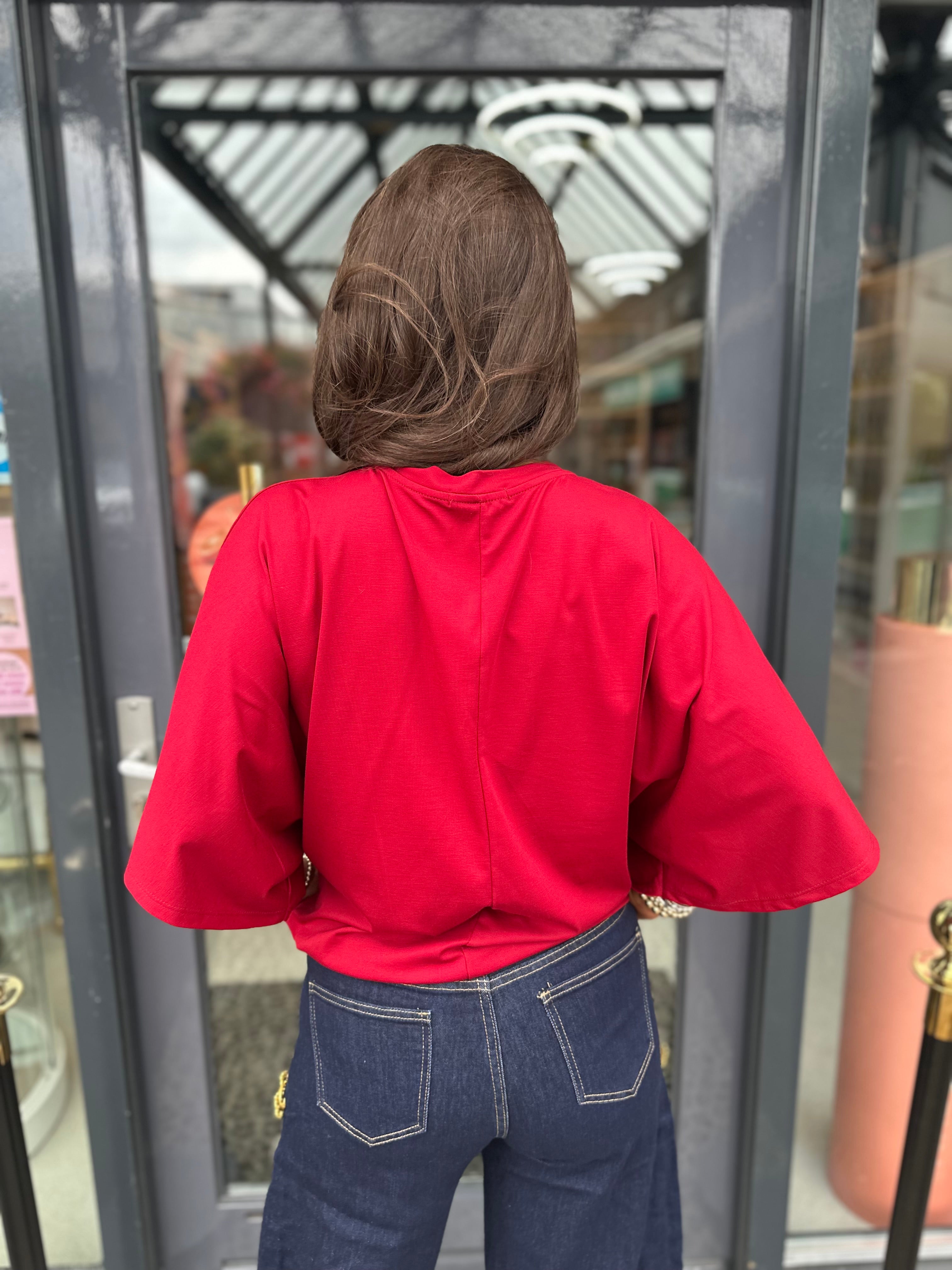 Top "Wide" vleermuismouw rood