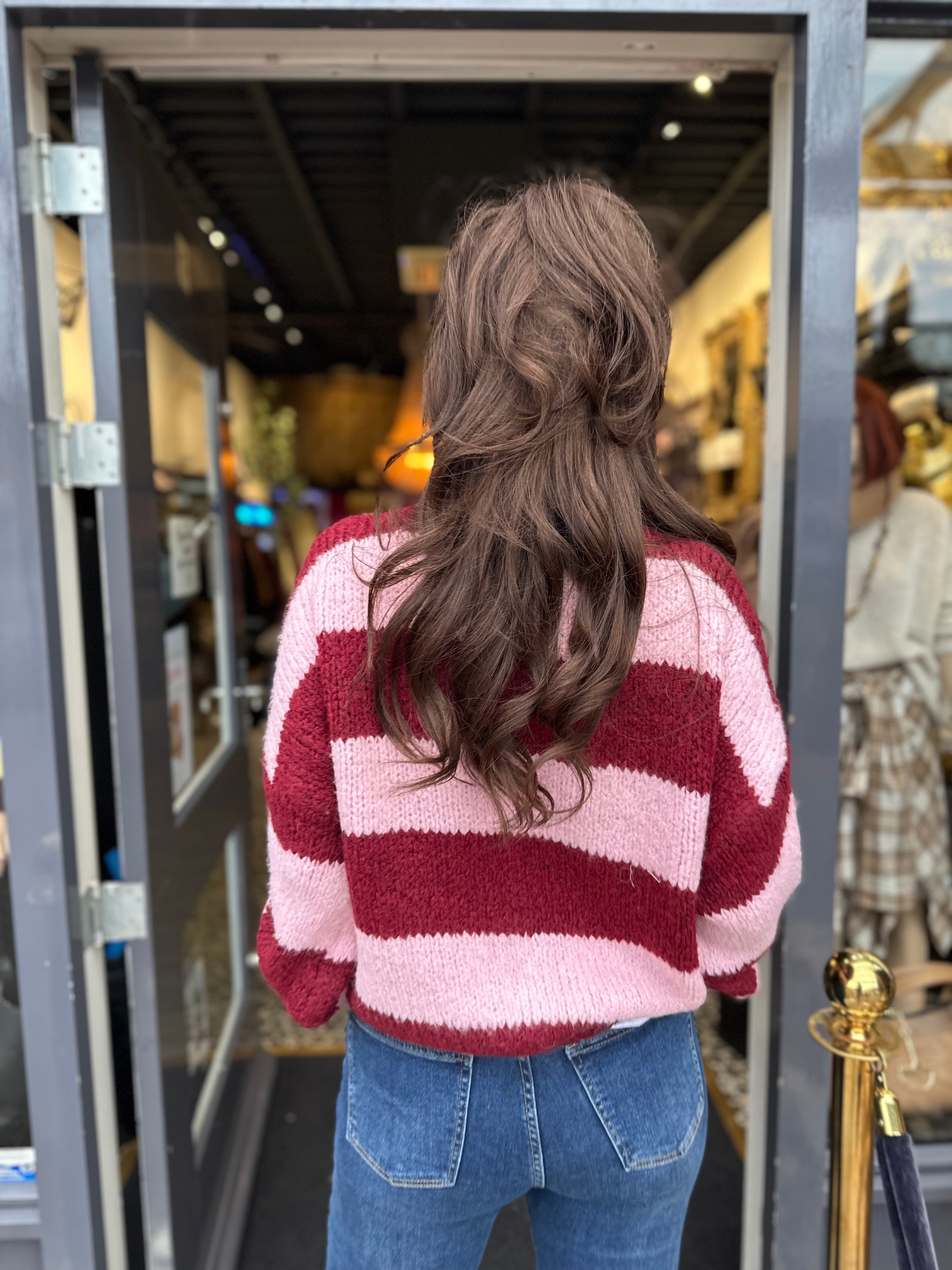 Vest met sjaal gestreept Roze/bordeaux