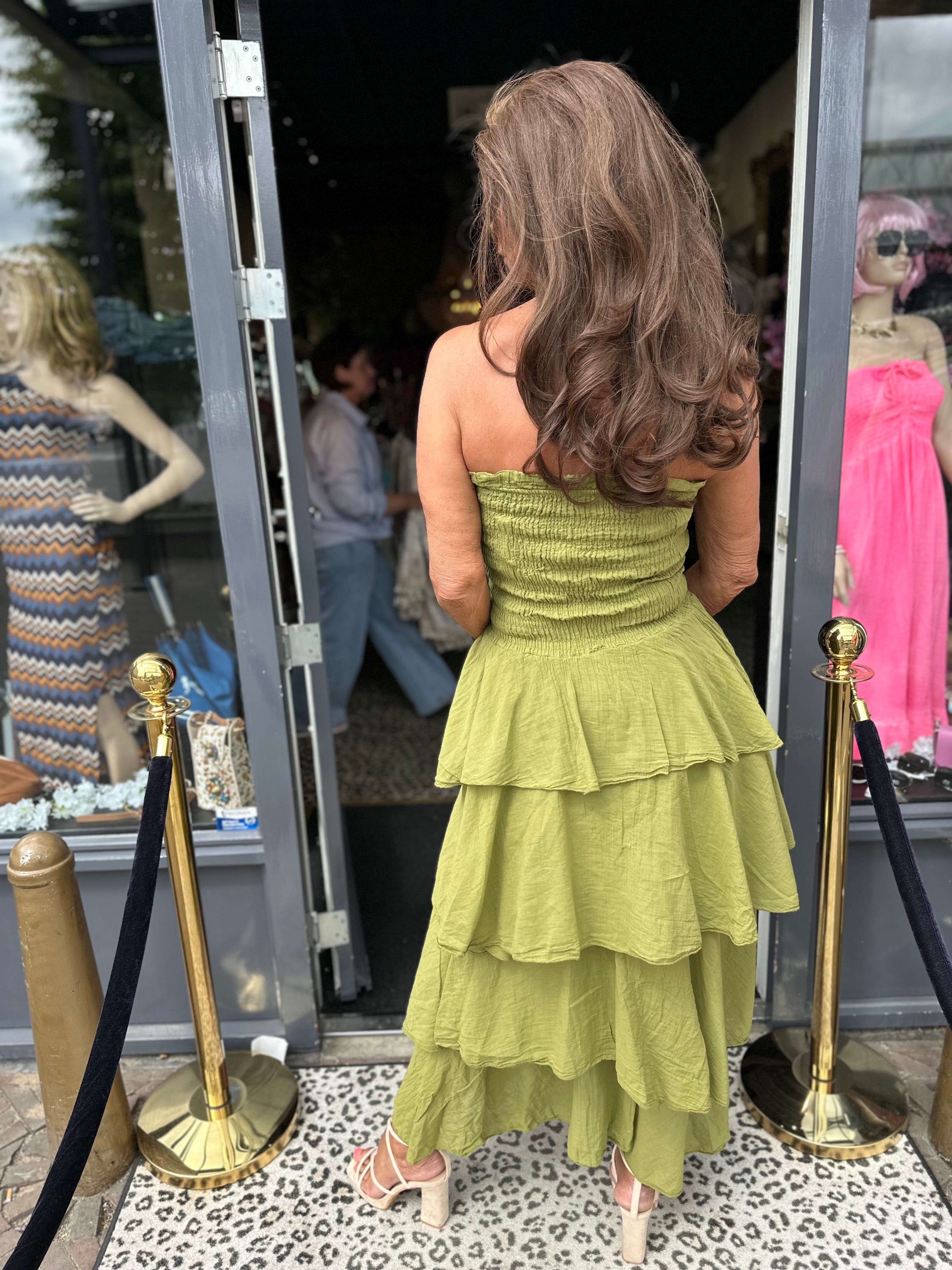Strapless jurk "Ginger" Groen
