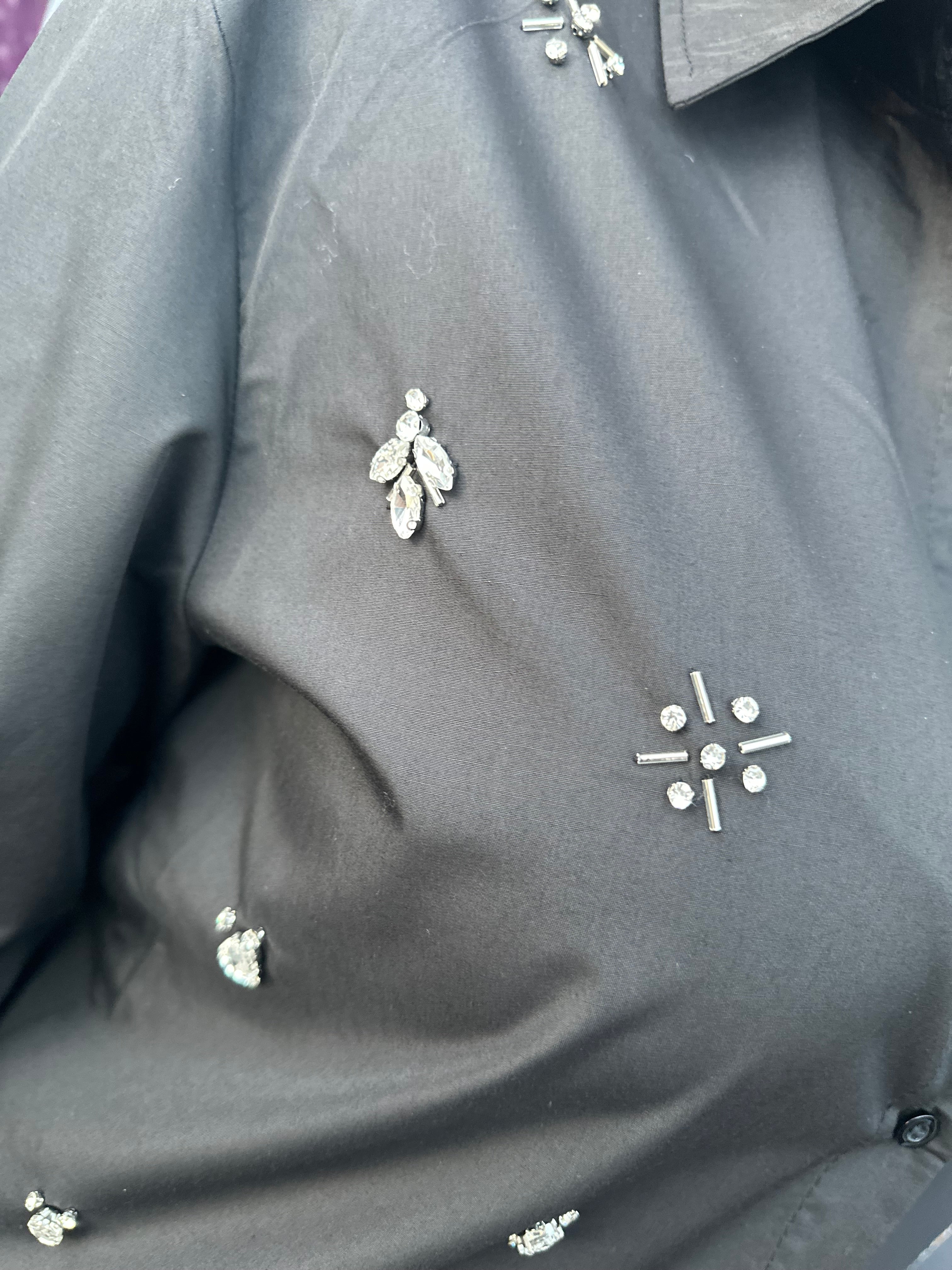 Blouse "Sassy Strassy" steentjes zwart