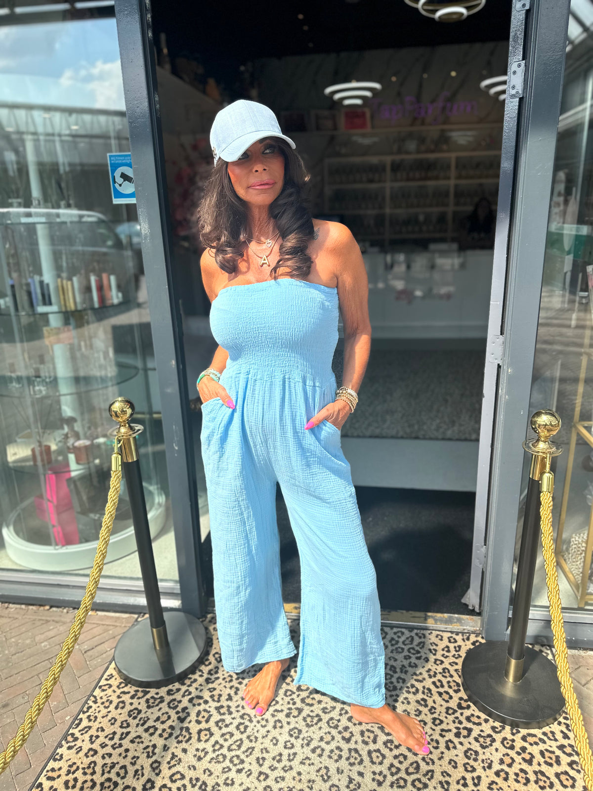 Strapless jumpsuit “Maya” hydrofiel lichtblauw