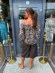 Leatherlook culotte Donkerbruin