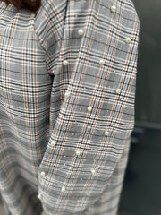 Lange Blouse "geruite parel" grijs