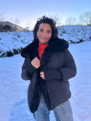 Winterjas kort “Snow” zwart