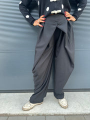 Plooien Pantalon ballon wide zwart